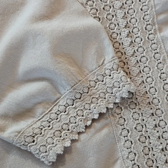Seaspice Beige Lace Trim Tunic Dress 100% Peruvian Cotton Size M Boho Beach - Picture 6 of 6
